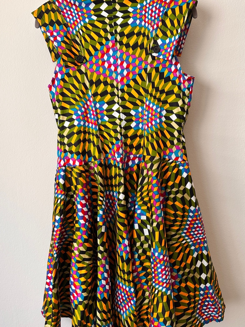 Sohung Designs Ankara Hand-Made Geometric Kaleidoscope Zipper Dress - Picture 2 of 7